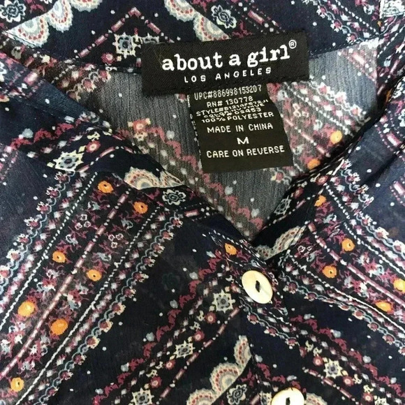 About a Girl Top Tunic Los Angleles Size M - Picture 3 of 4